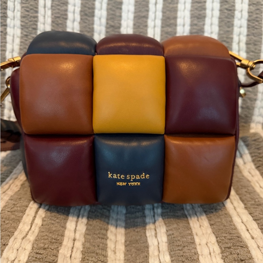 Kate Spade Patchwork Crossbody Bag in Brown, Yellow, and Blue